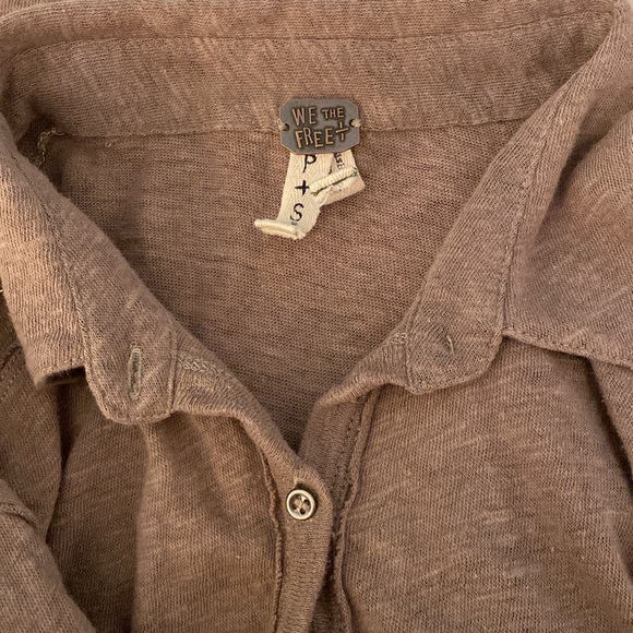 We The Free Linen Blend Buttondown One Pocket Tee T-Shirt - Picture 8 of 10